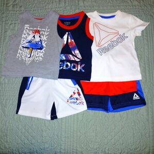 Reebok White, Blue and Gray Kids' Short Set 12 Month